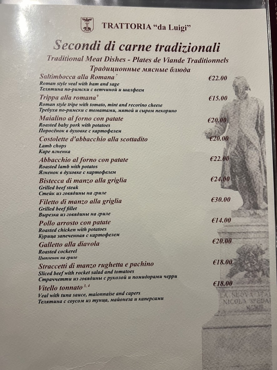 Trattoria Da Luigi menu 3