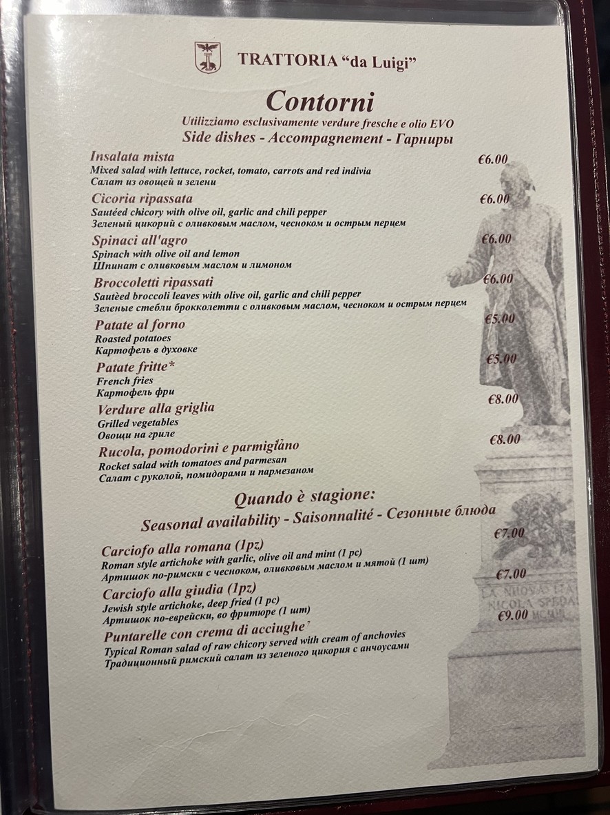 Trattoria Da Luigi menu 4