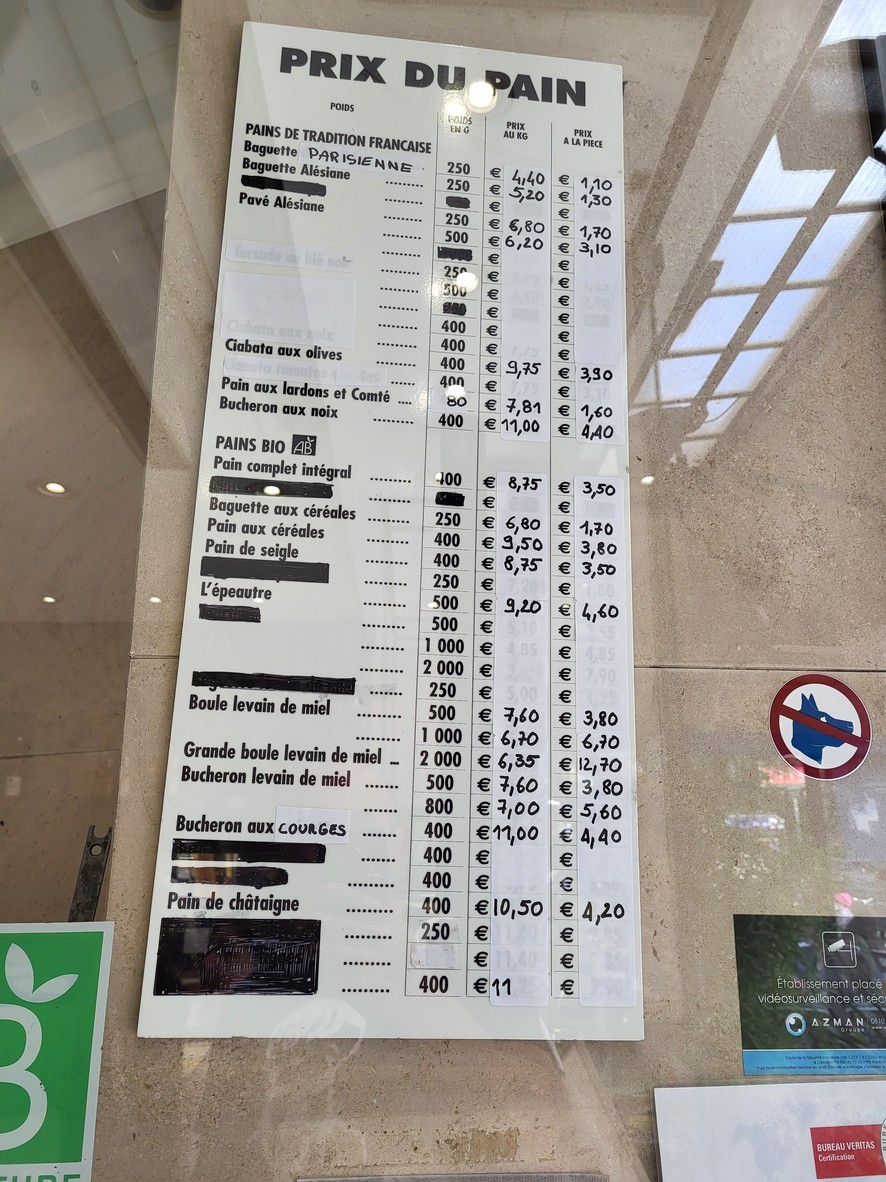 La Grande Alésia menu 1
