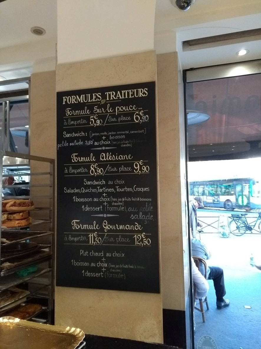 La Grande Alésia menu 2