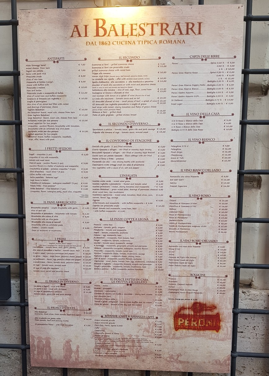 Ai Balestrari a Porta Pia menu 1