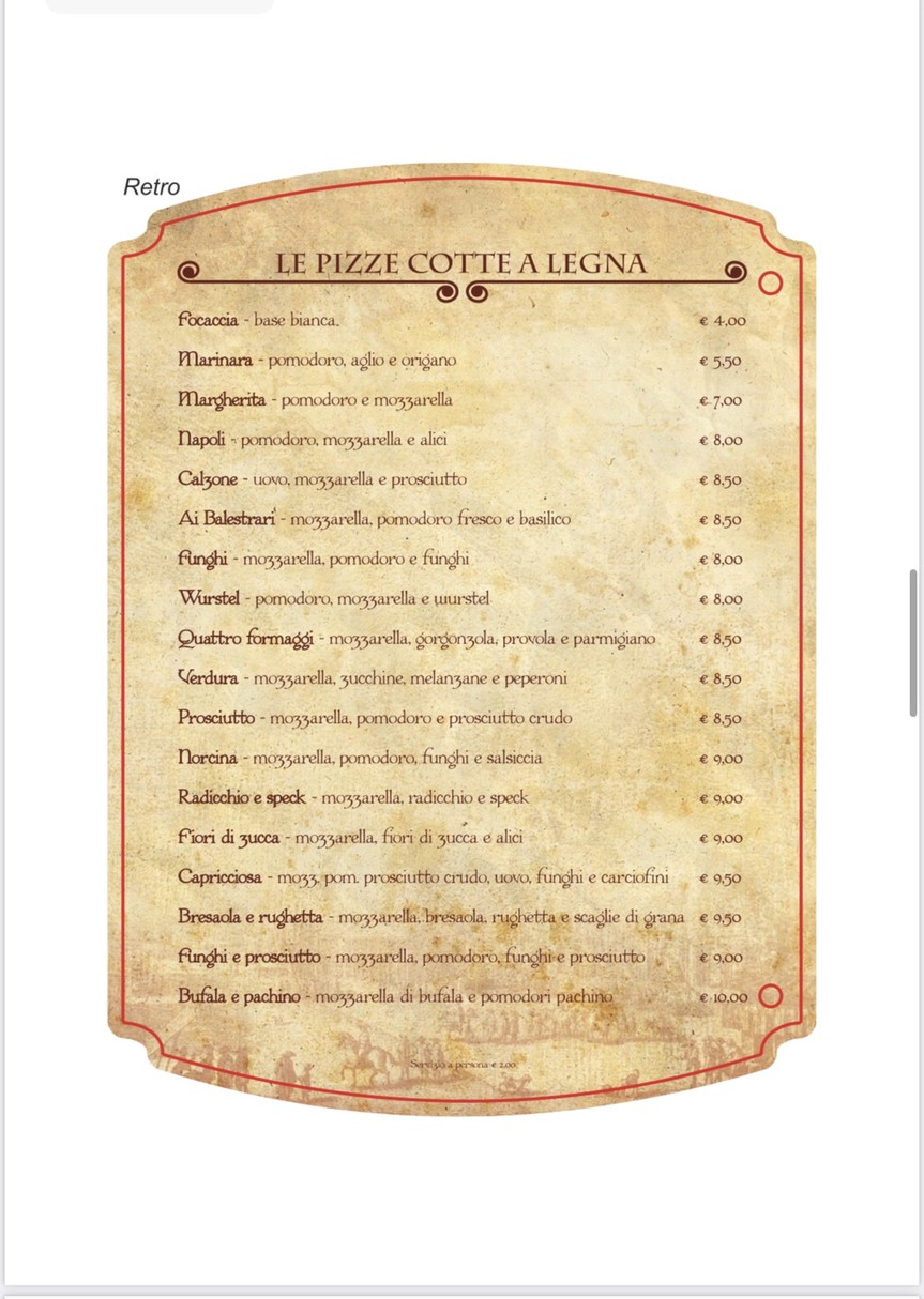 Ai Balestrari a Porta Pia menu 2
