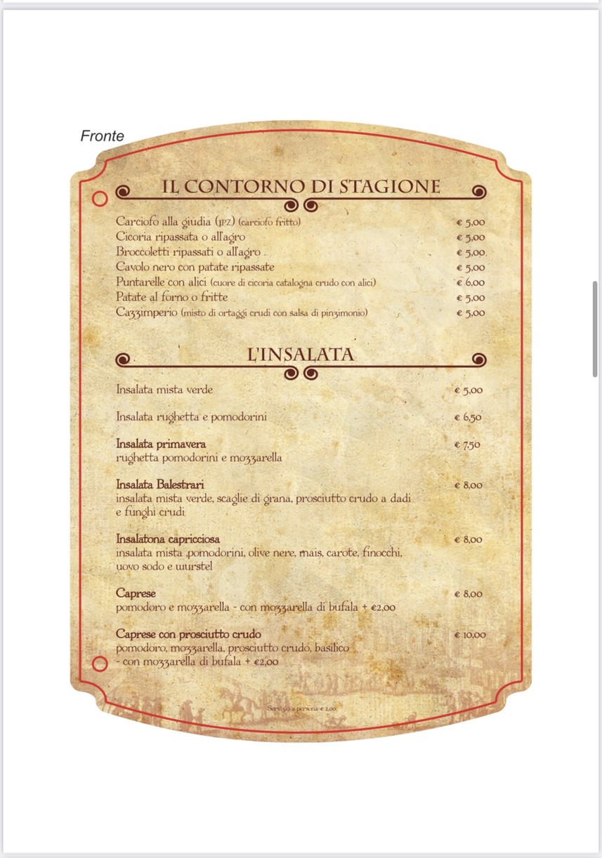 Ai Balestrari a Porta Pia menu 5