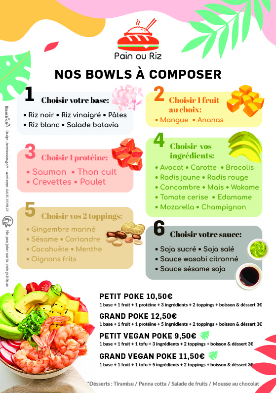 Traiteur asiatique Pain ou riz & Bubble Tea menu 2