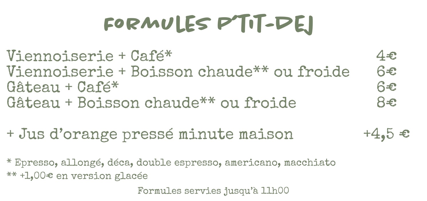 Cajou, café-cantine menu 1