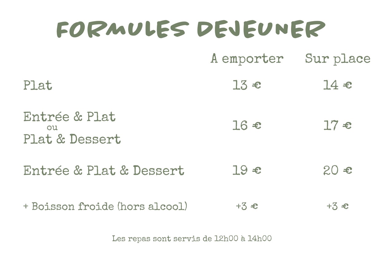 Cajou, café-cantine menu 2