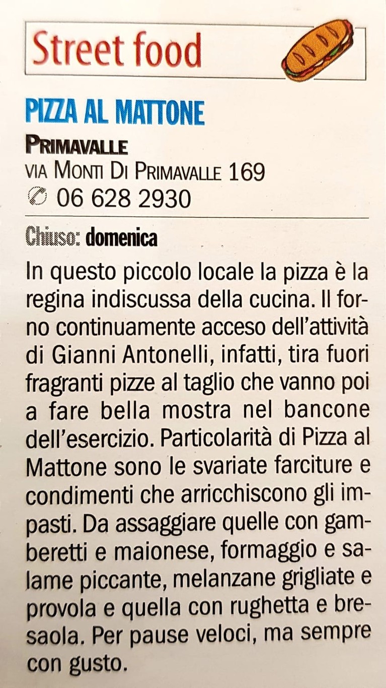 Pizzeria Da Gianni al Mattone menu 1