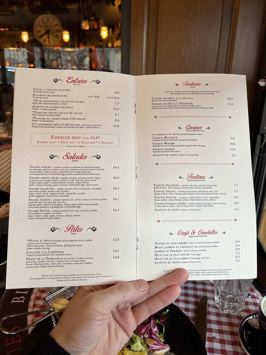 La Terrasse St Jacques menu 1
