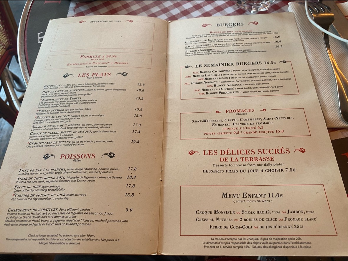 La Terrasse St Jacques menu 2