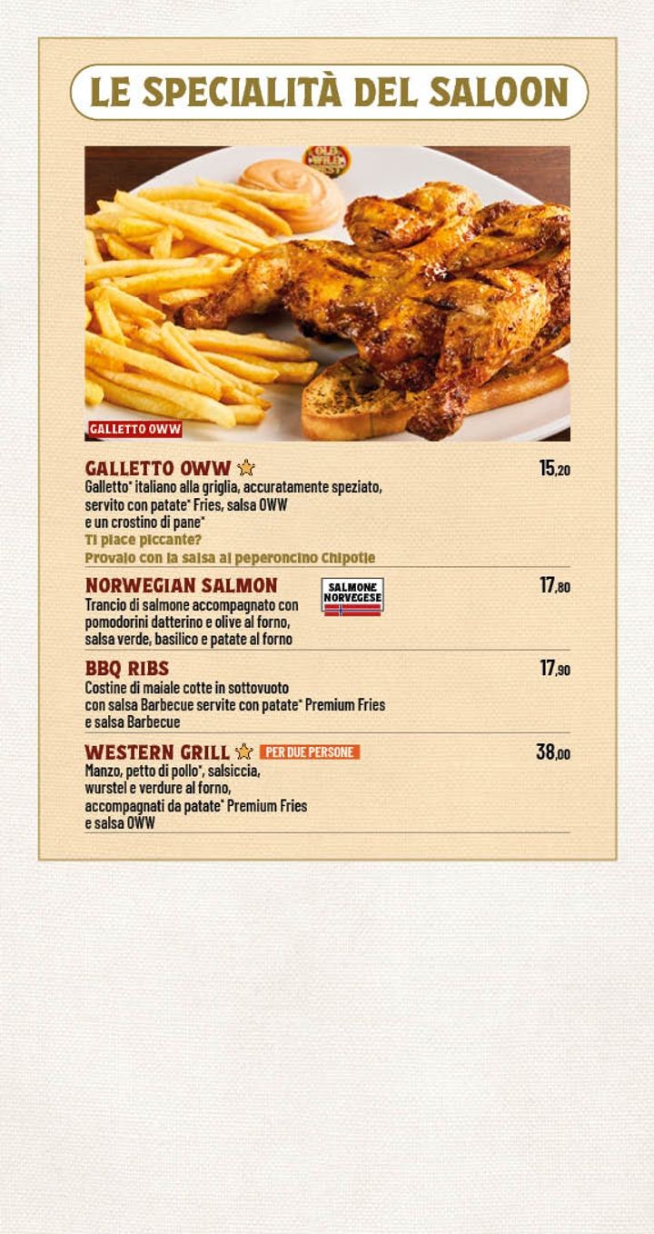 Old Wild West - Roma C.C. Anagnina menu 6