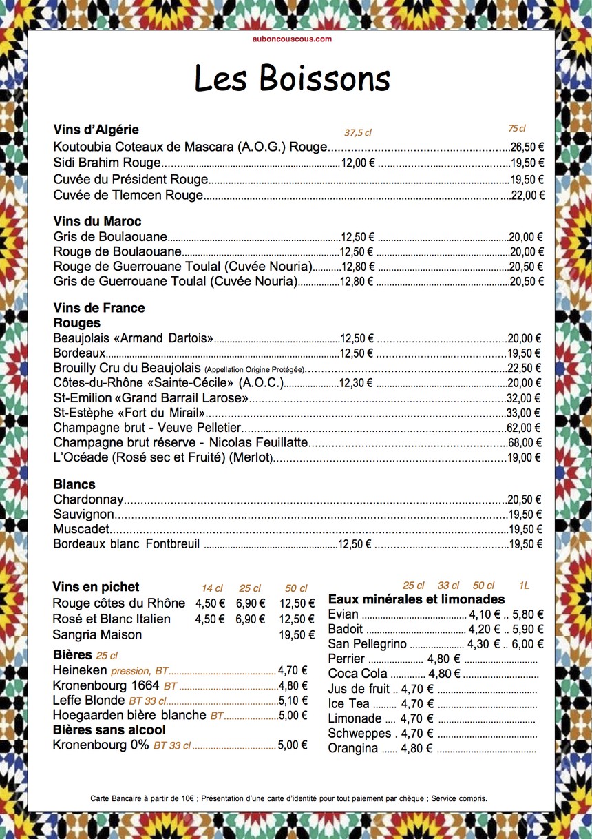 Au Bon Couscous menu 4