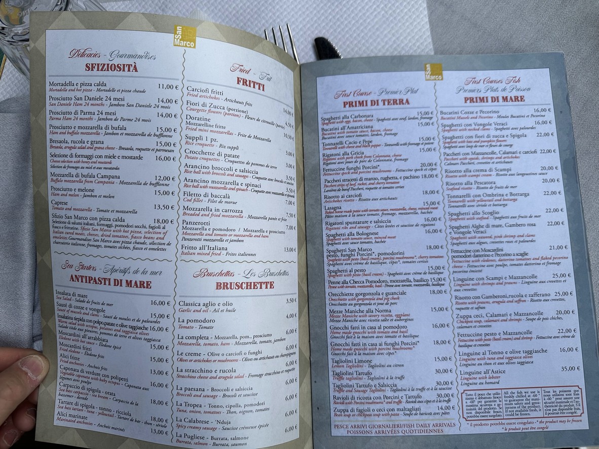 San Marco menu 1