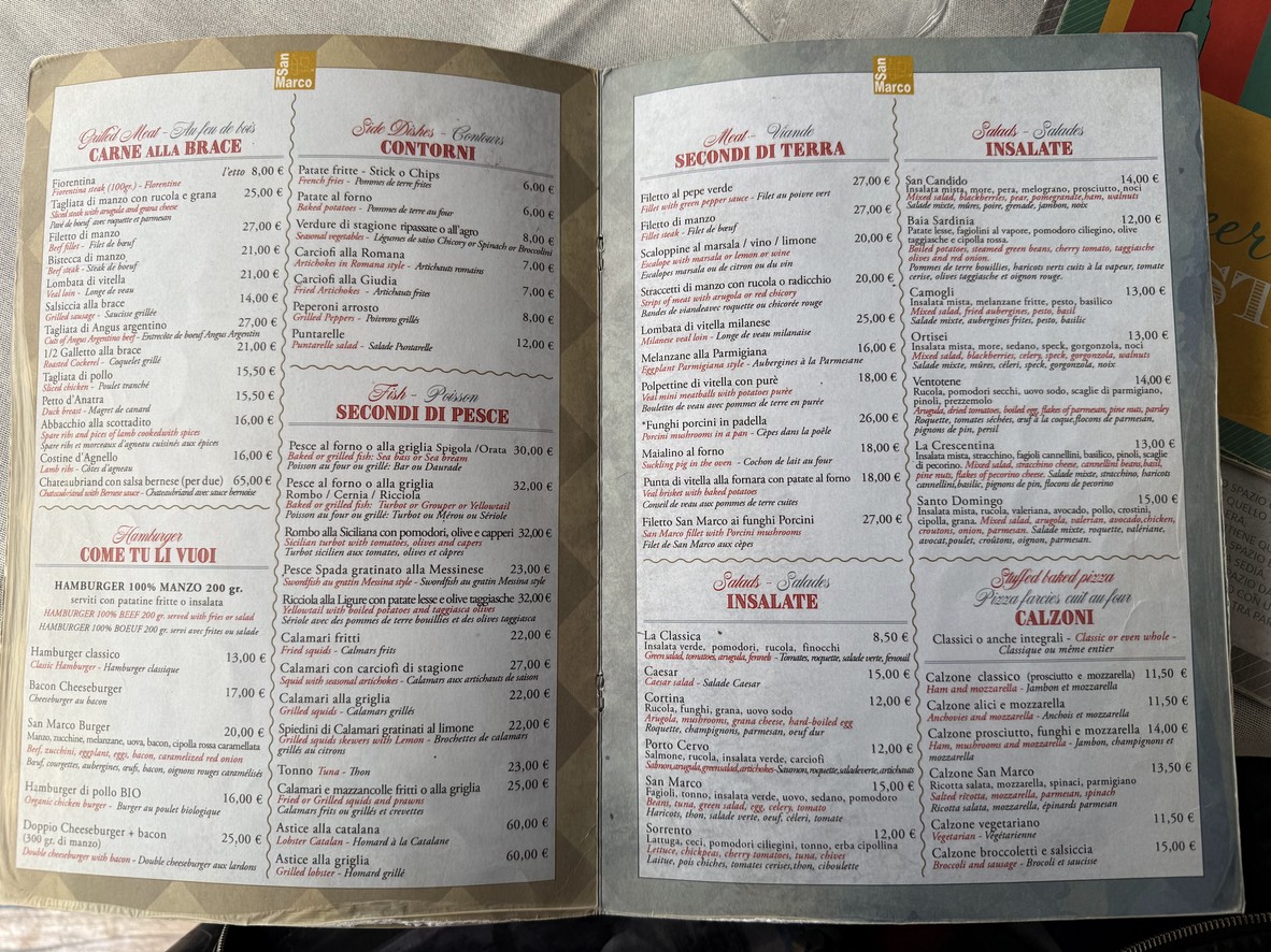 San Marco menu 3