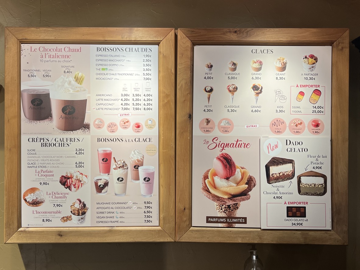 Amorino menu 3