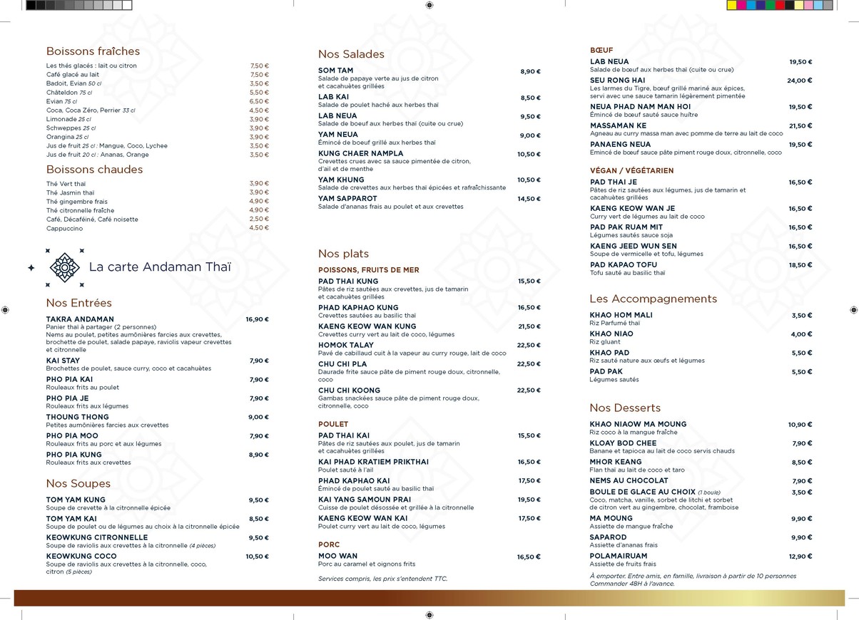 Restaurant Andaman Thaï menu 2