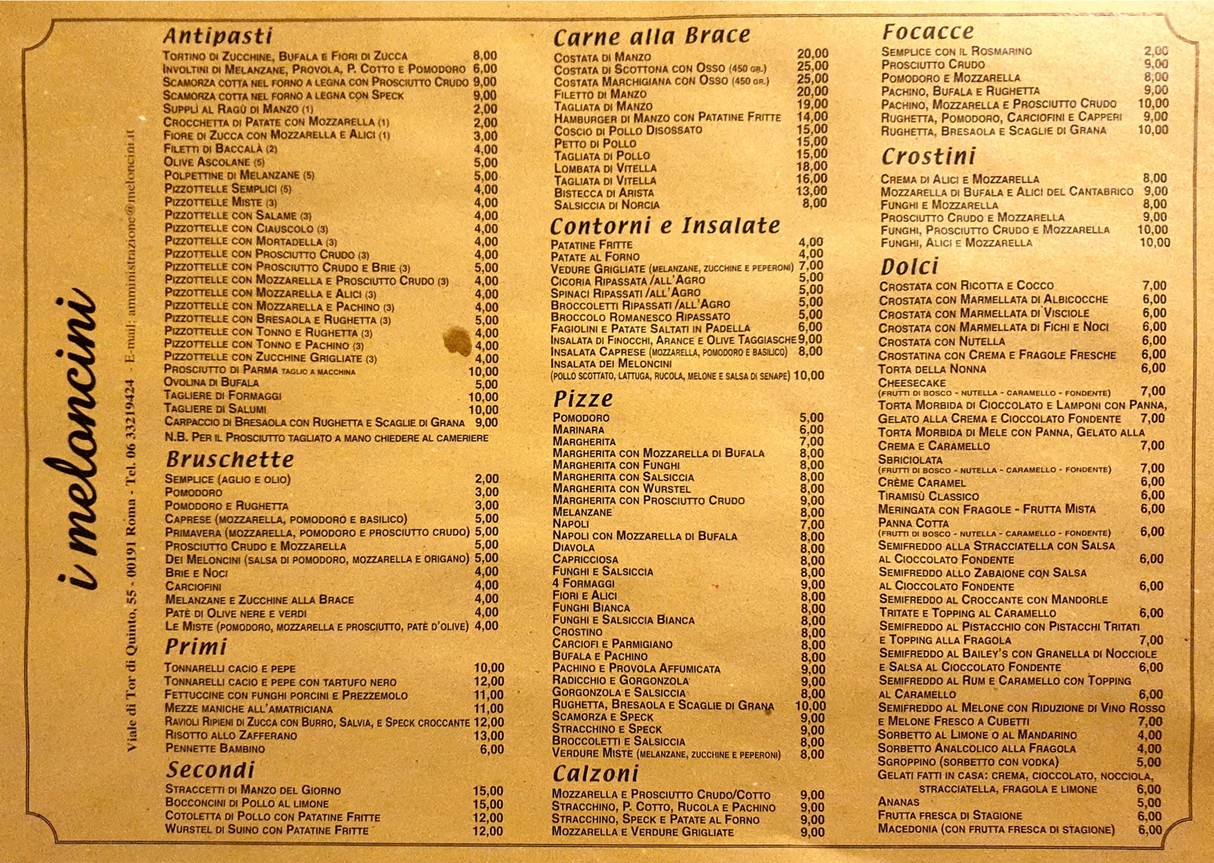 Meloncini menu 1