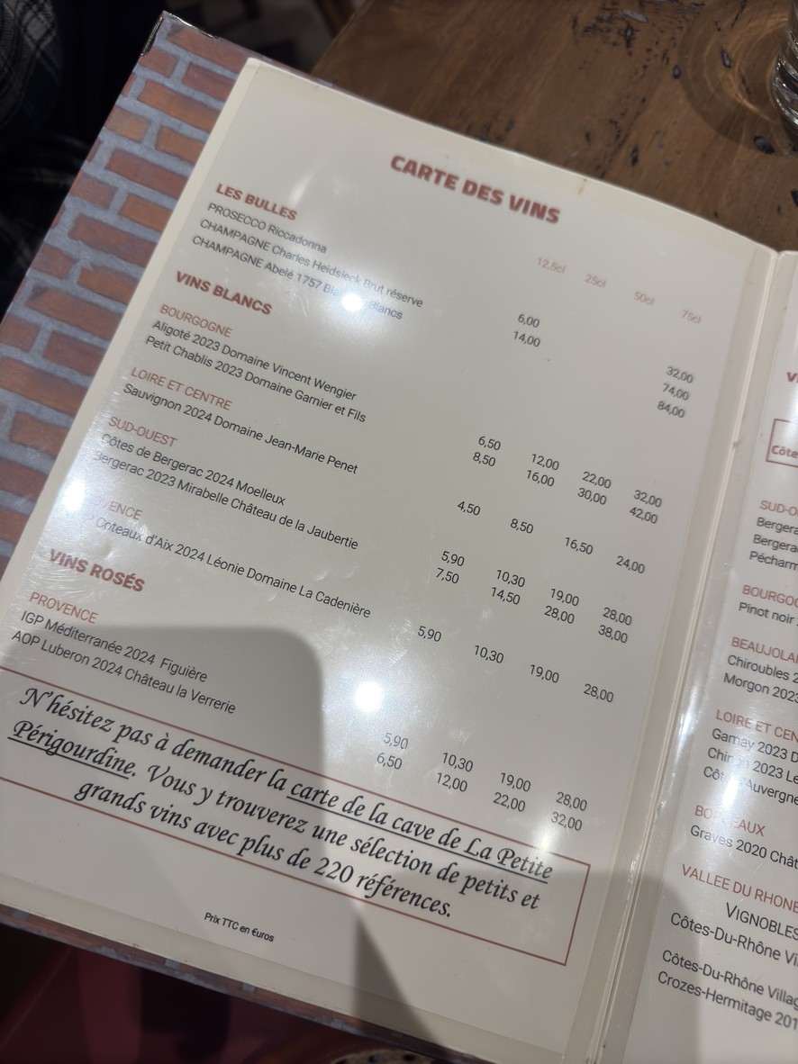 L'Annexe de la Petite Périgourdine menu 2
