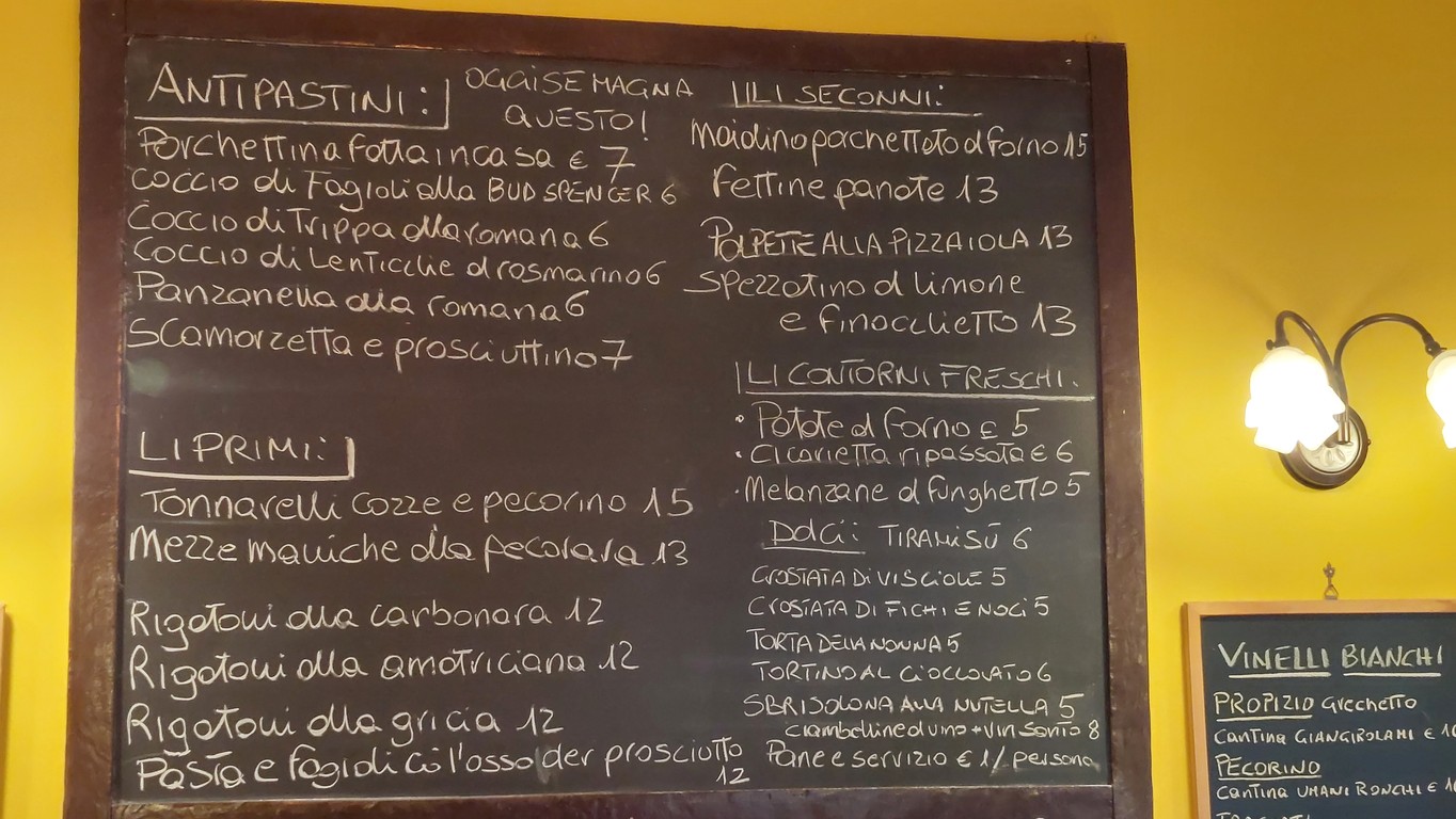 Osteria Romana Vinelli e Fornelli Roma menu 1