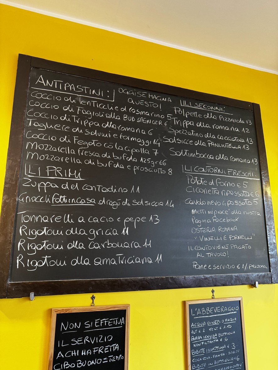 Osteria Romana Vinelli e Fornelli Roma menu 2
