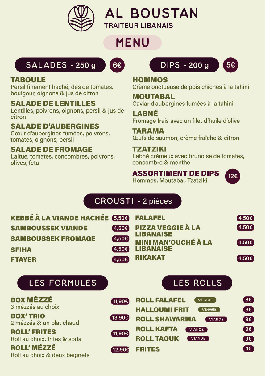 Al Boustan menu 1