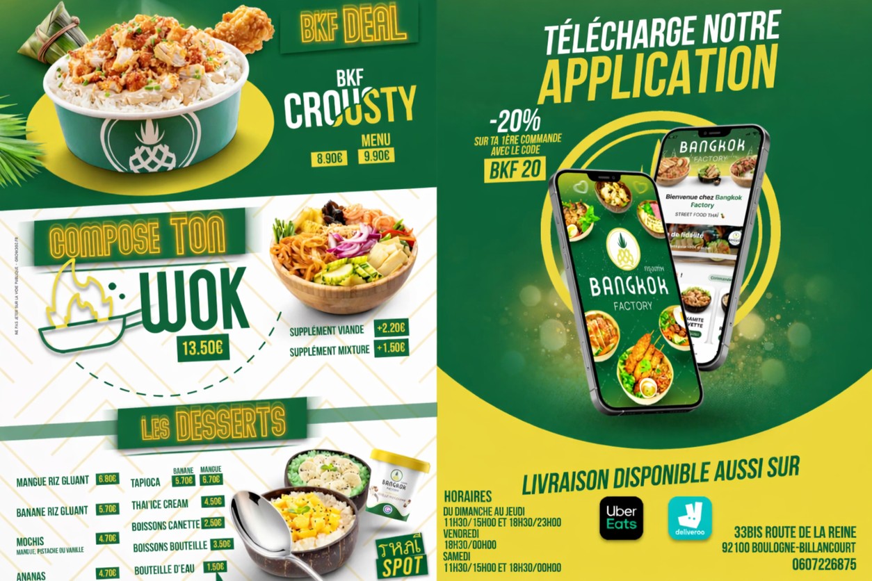 Bangkok Factory Boulogne menu 2