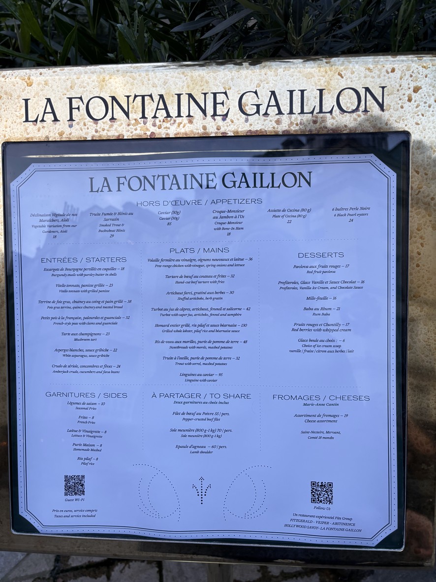 La Fontaine Gaillon menu 1
