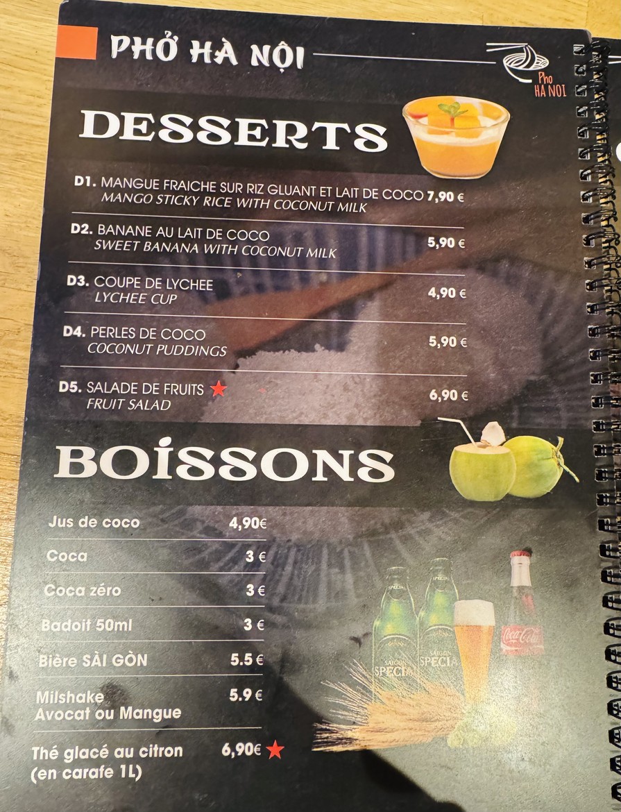 PHO HANOI 75005 menu 3