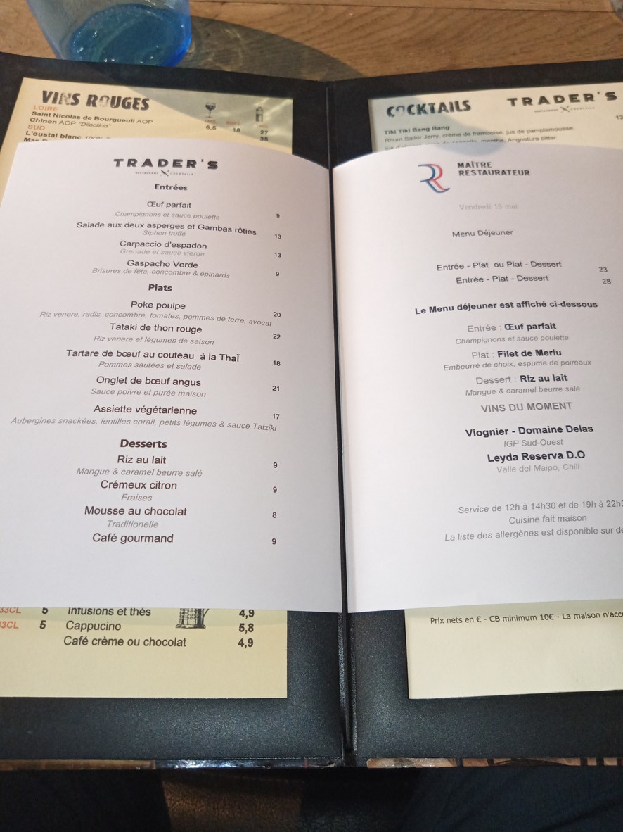 Le Trader's menu 1