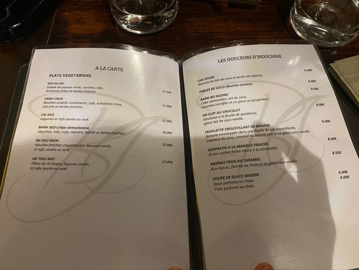 Bistro Indochine menu 2