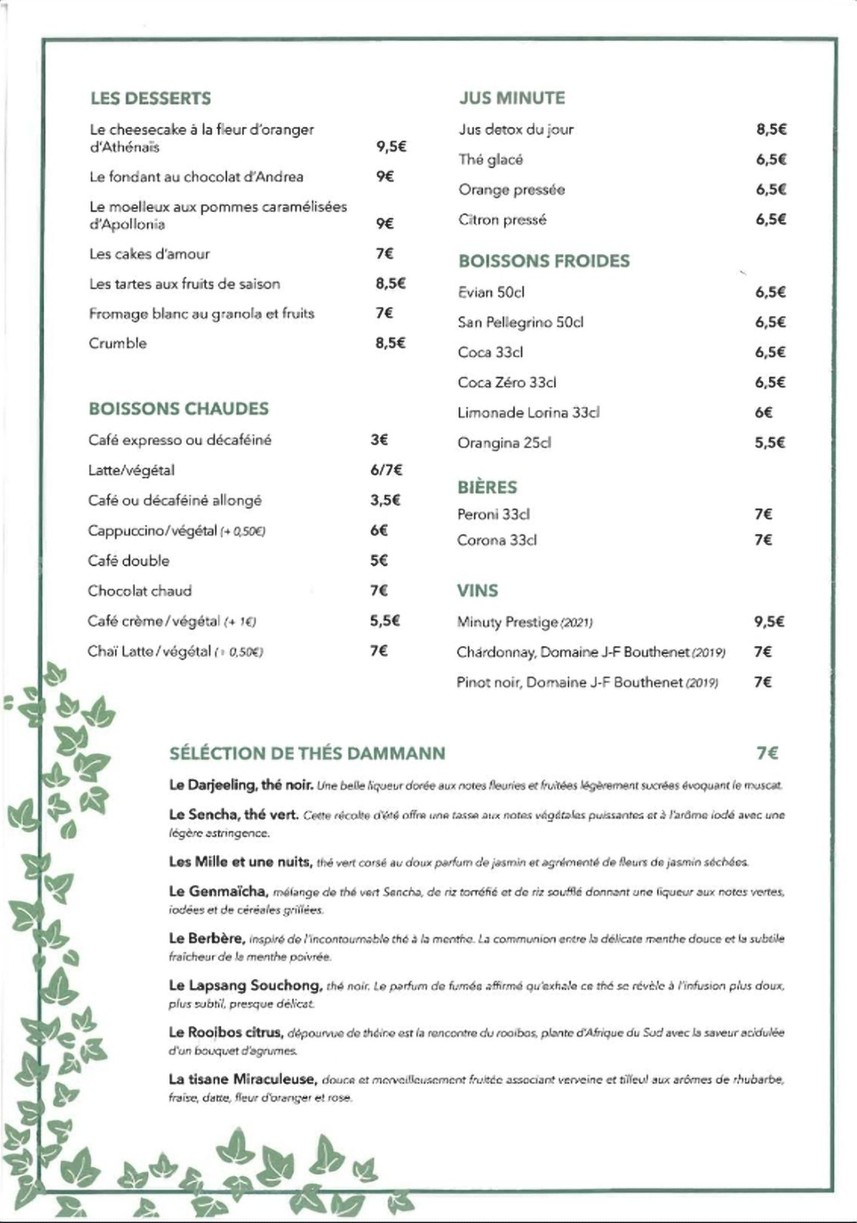 Grace Café – Le Bon Marché Rive Gauche menu 2