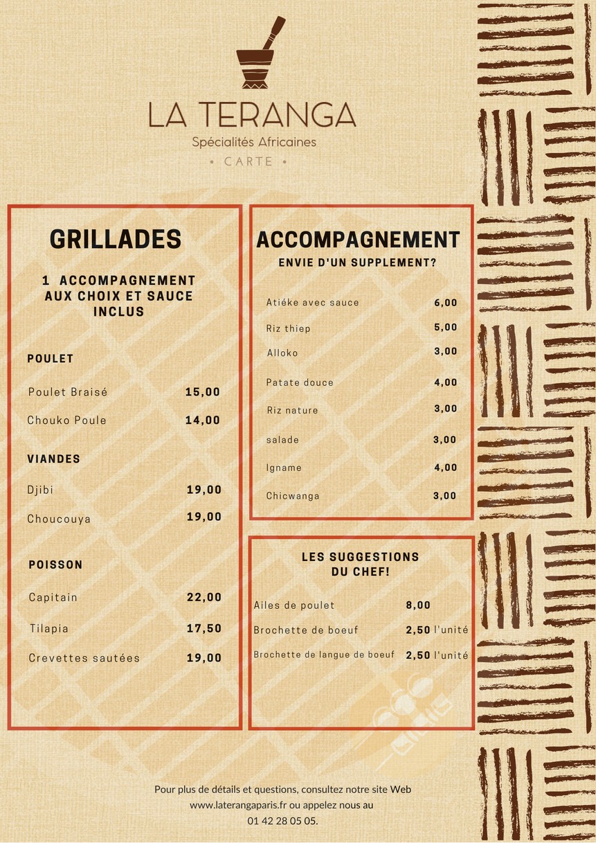 La Teranga Paris menu 2