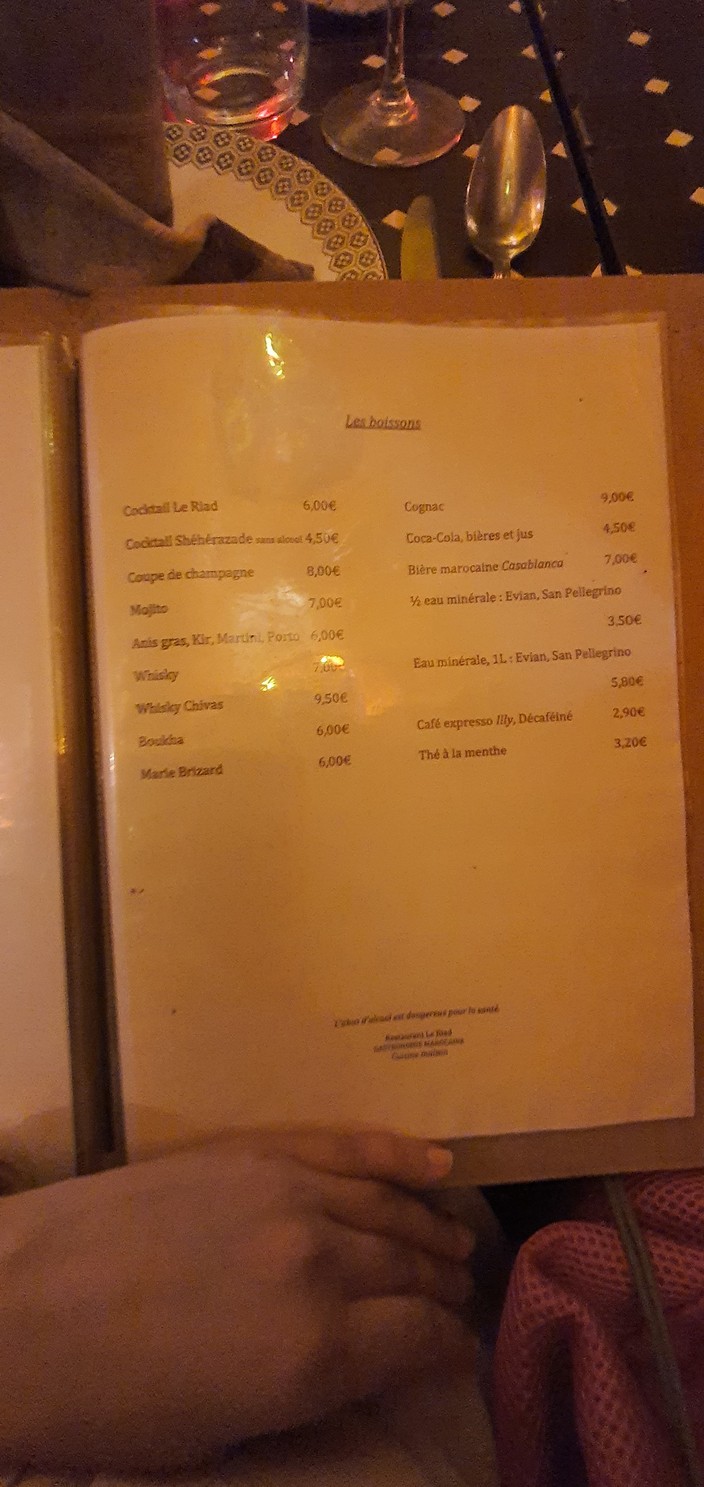 Le Riad menu 3