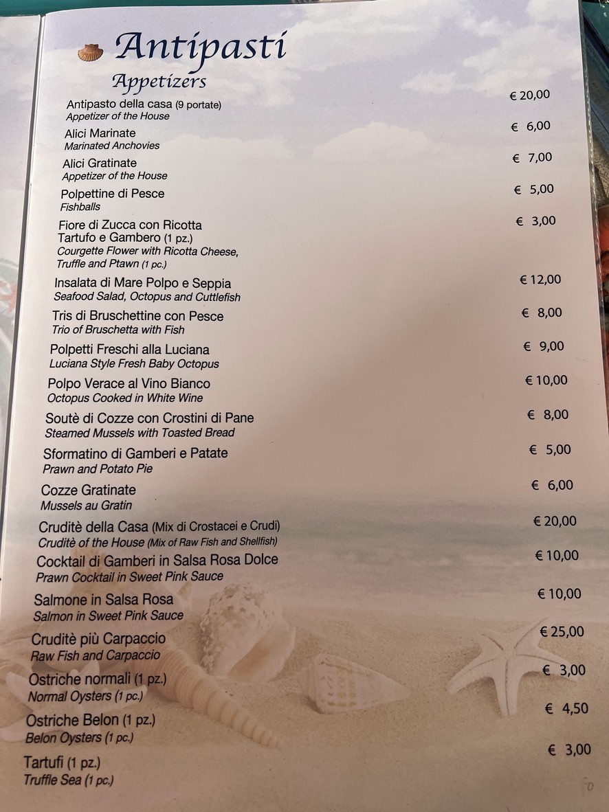Ristorante Pescheria L' Ostrica Bianca menu 3