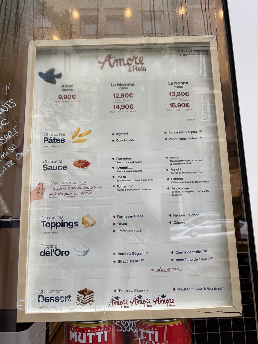 AMORE PASTA - Restaurant de Pâtes - Montrouge menu 1