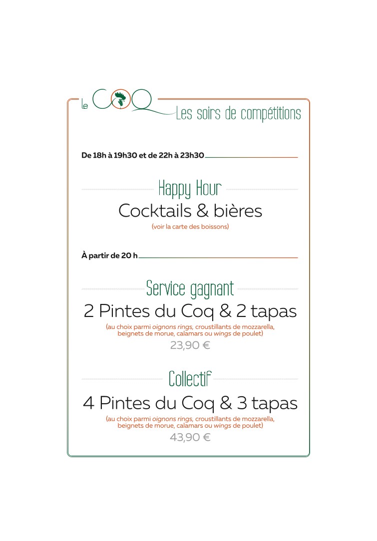 Le Coq - Brasserie & Bar des sports menu 4