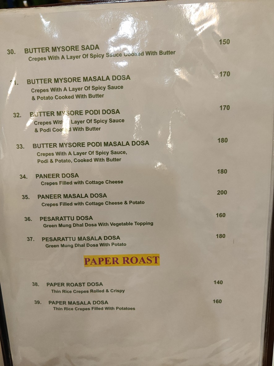 Chennai Kitchen, the only AUTHENTIC INDIAN Vegetarian Cuisine in Bangkok menu 2