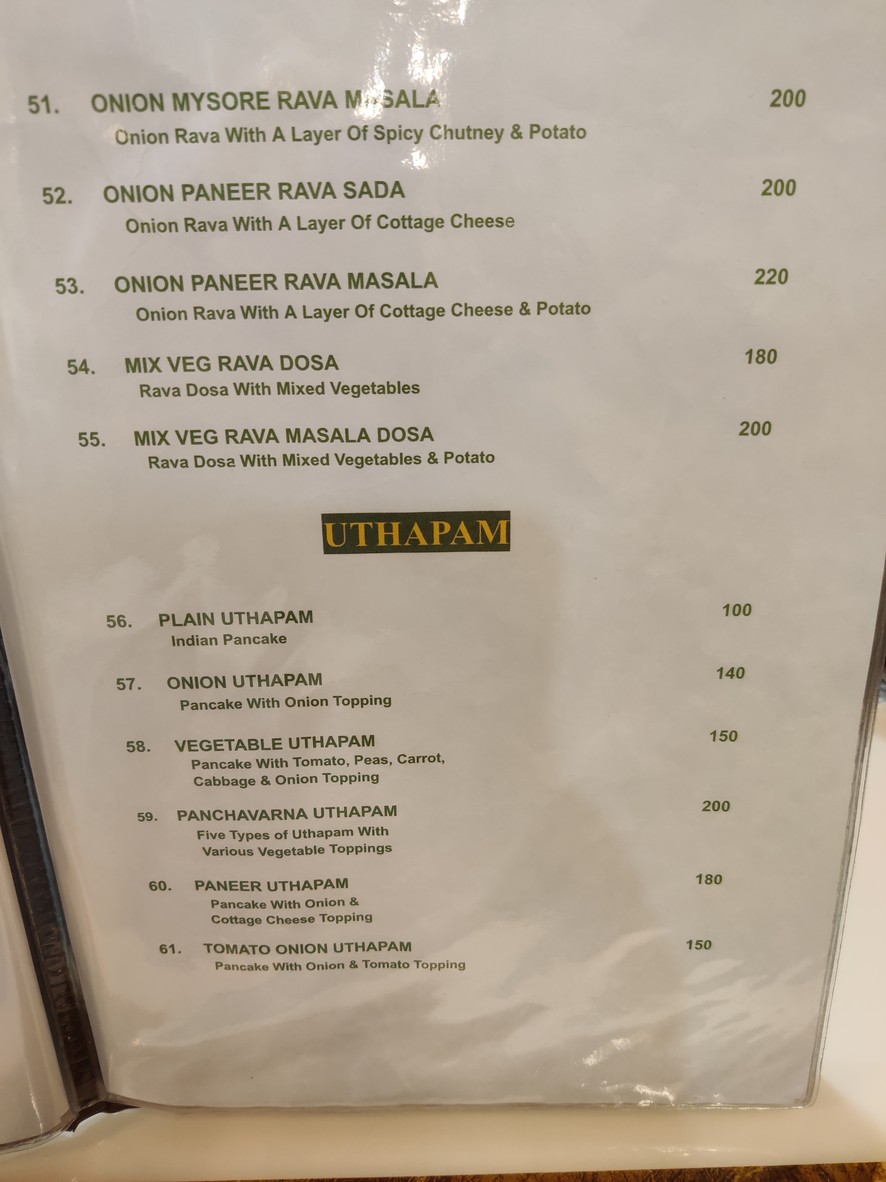 Chennai Kitchen, the only AUTHENTIC INDIAN Vegetarian Cuisine in Bangkok menu 3