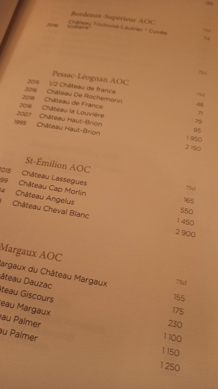 Le Voltaire menu 2