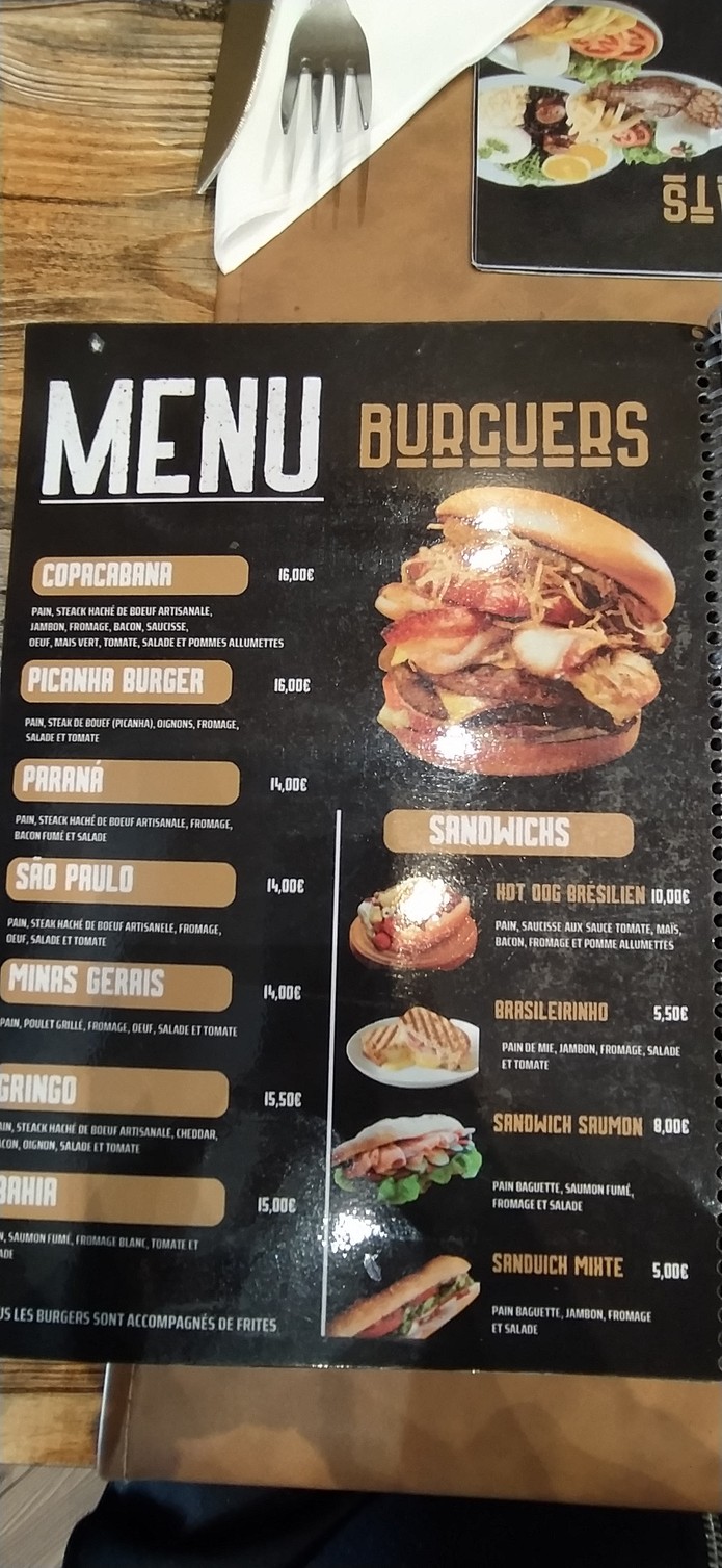 Copacabana Restaurant Burger menu 2