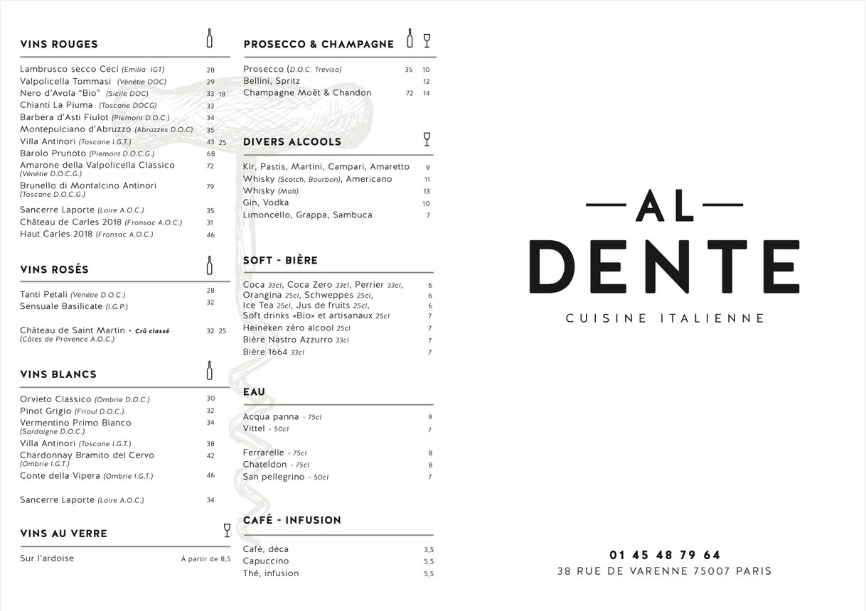 Al Dente menu 1