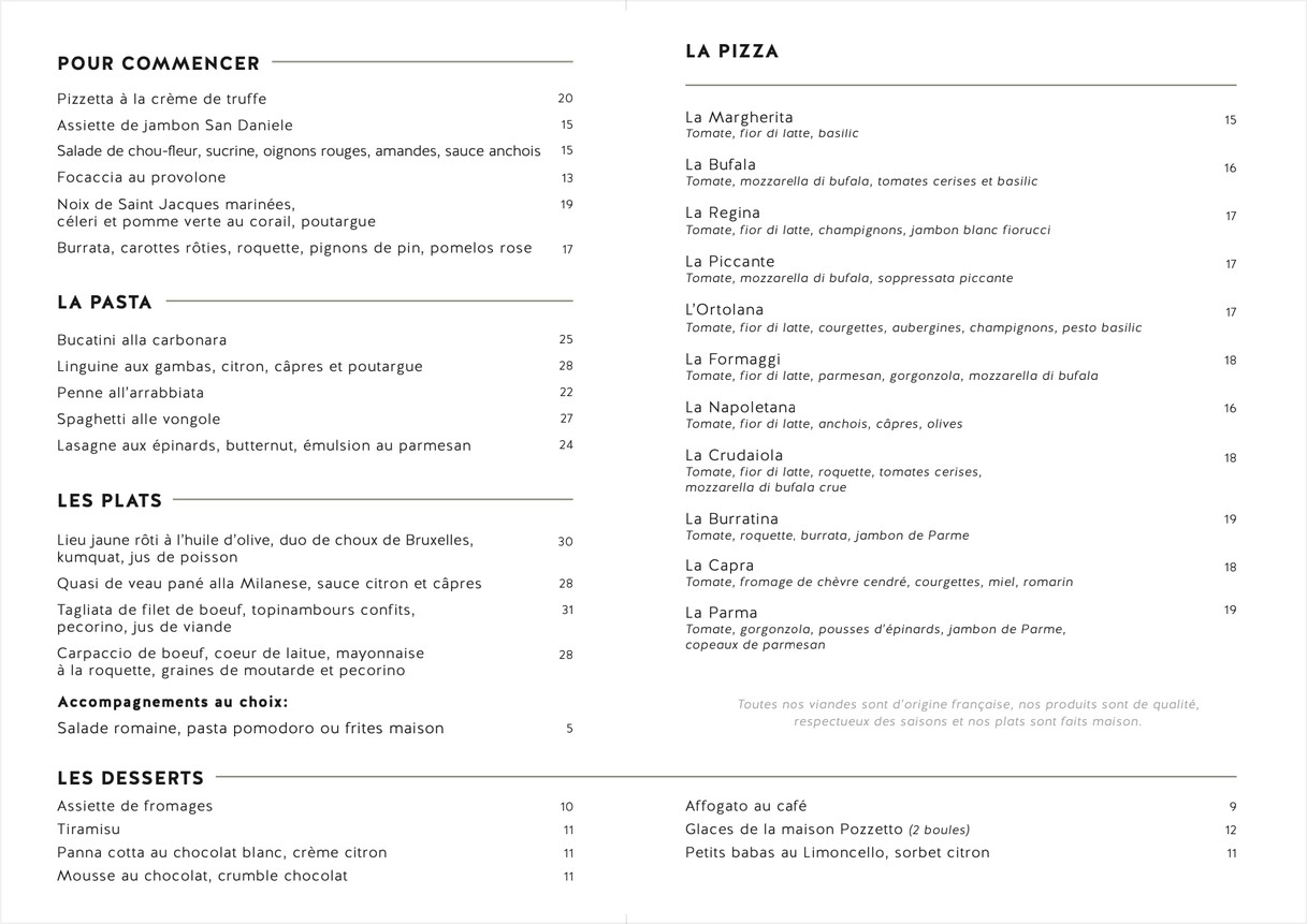 Al Dente menu 2
