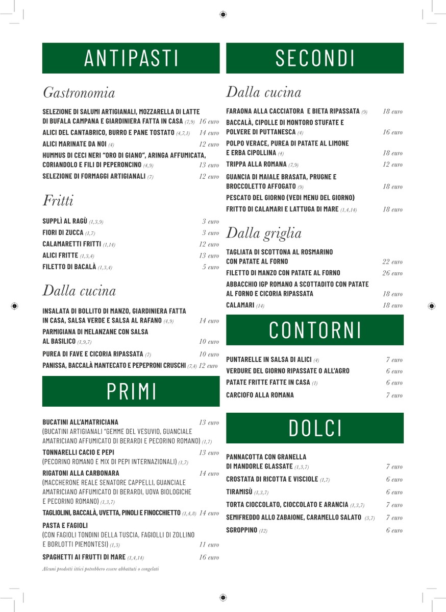 Taverna Cestia Roma menu 1