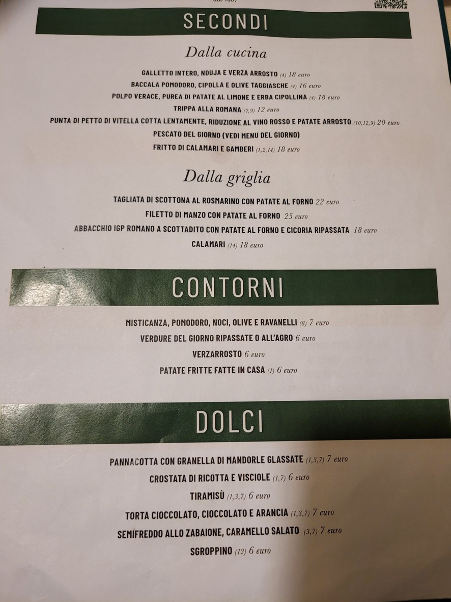 Taverna Cestia Roma menu 2