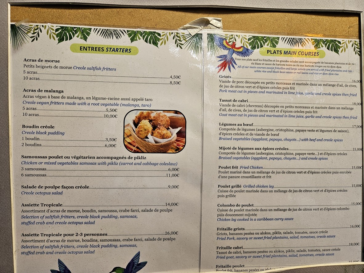 Au Paradis Tropical menu 1