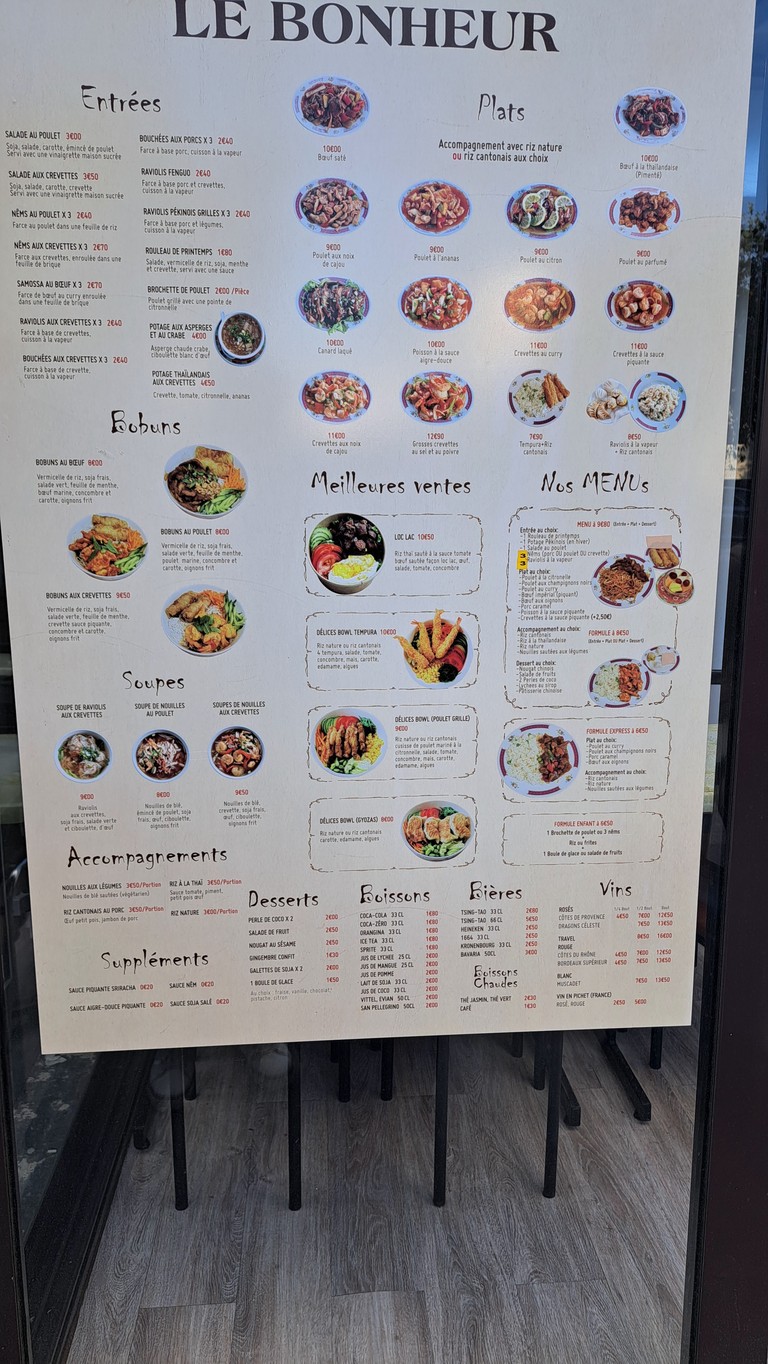 Le Bonheur menu 1