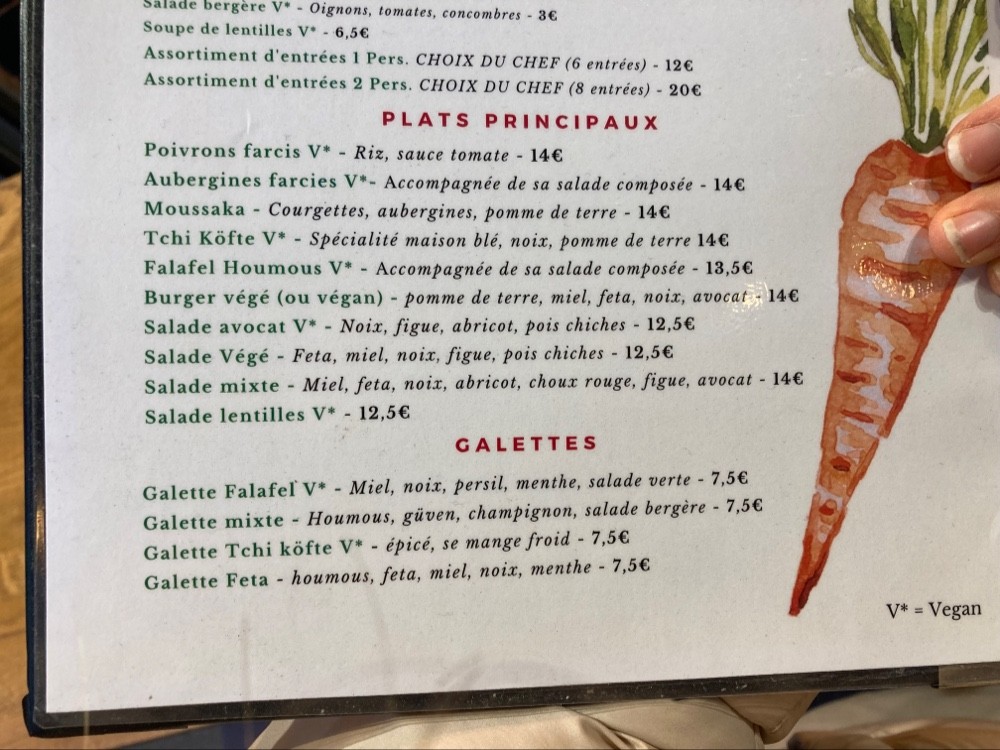 Vege Brancion menu 2