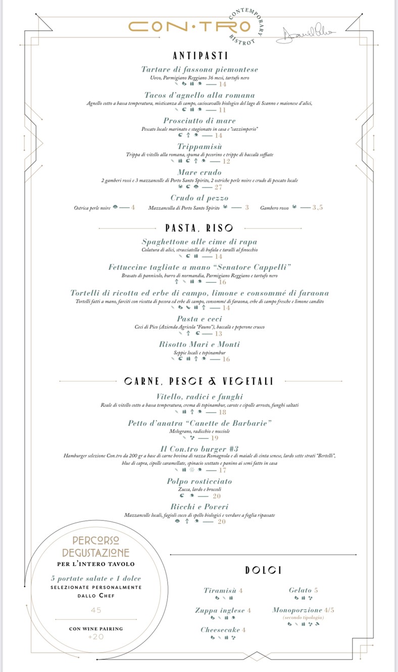 CON.TRO Contemporary Bistrot - Trionfale menu 1