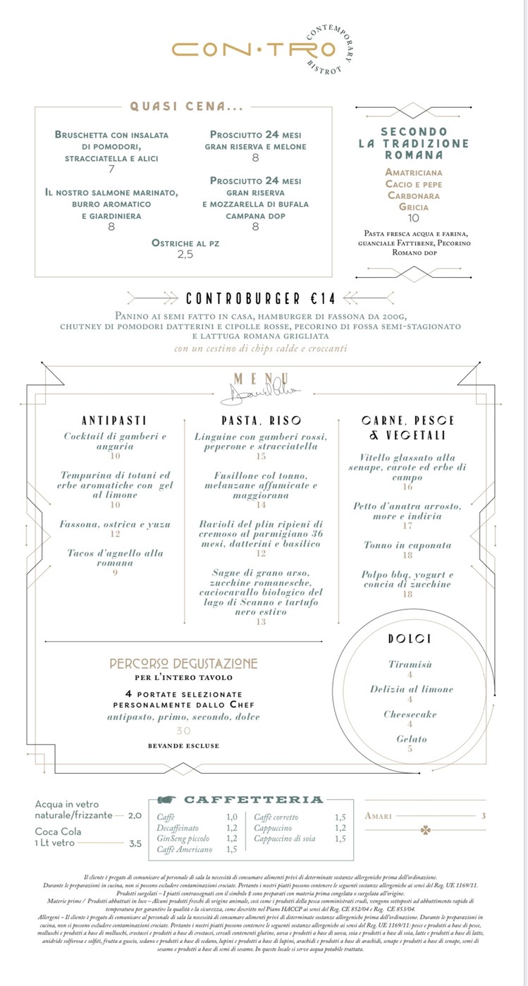 CON.TRO Contemporary Bistrot - Trionfale menu 2