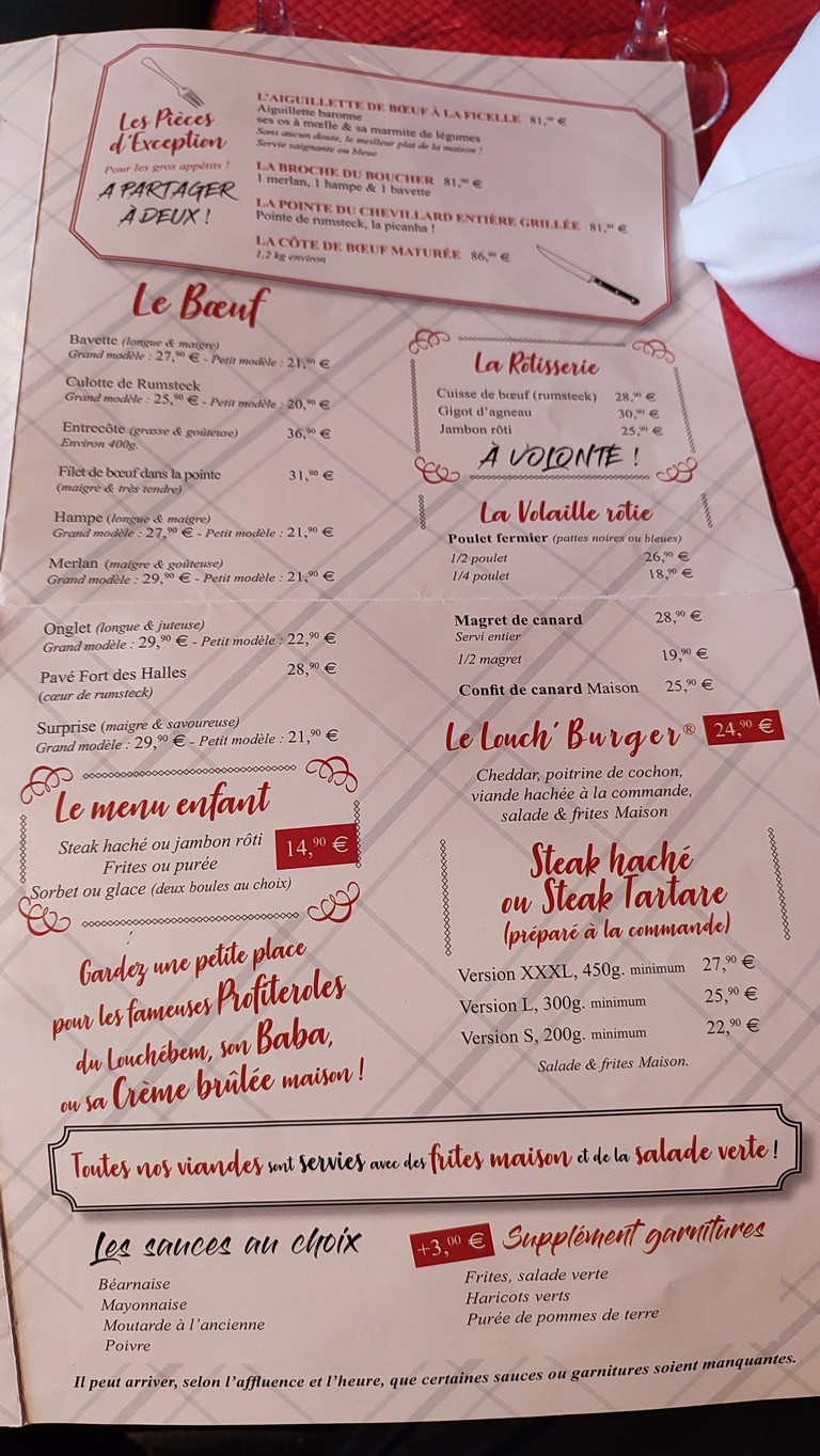 Le Louchebem menu 1