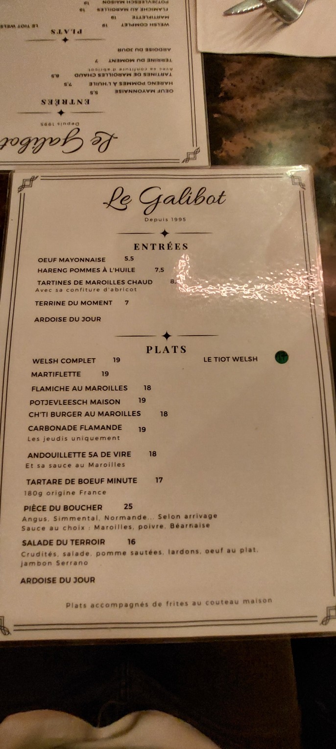 Le Galibot menu 1